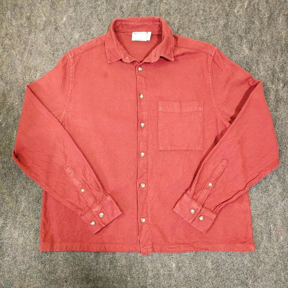 ASOS DESIGN Womens Coral Red Cotton Button Up Shirt Long Sleeve Top Small
